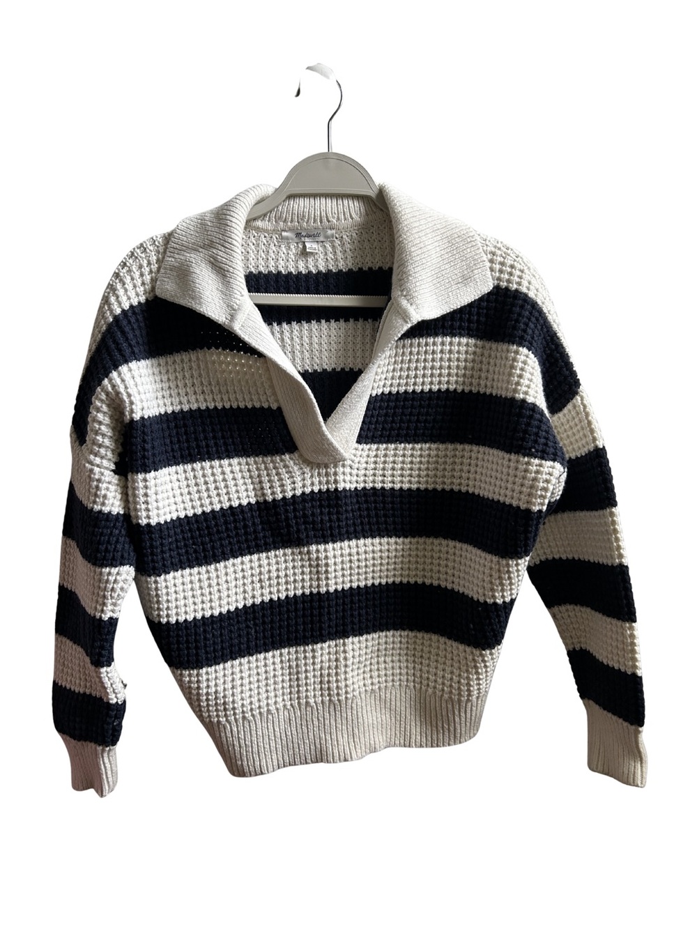 Madewell Navy and White Pullover Sweater